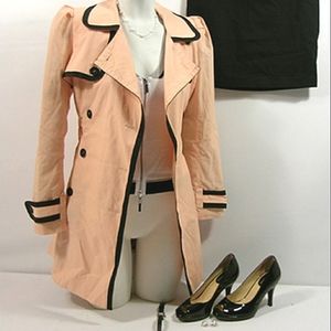 Forever 21 Twist Peach Pink/Black Trench Coat
